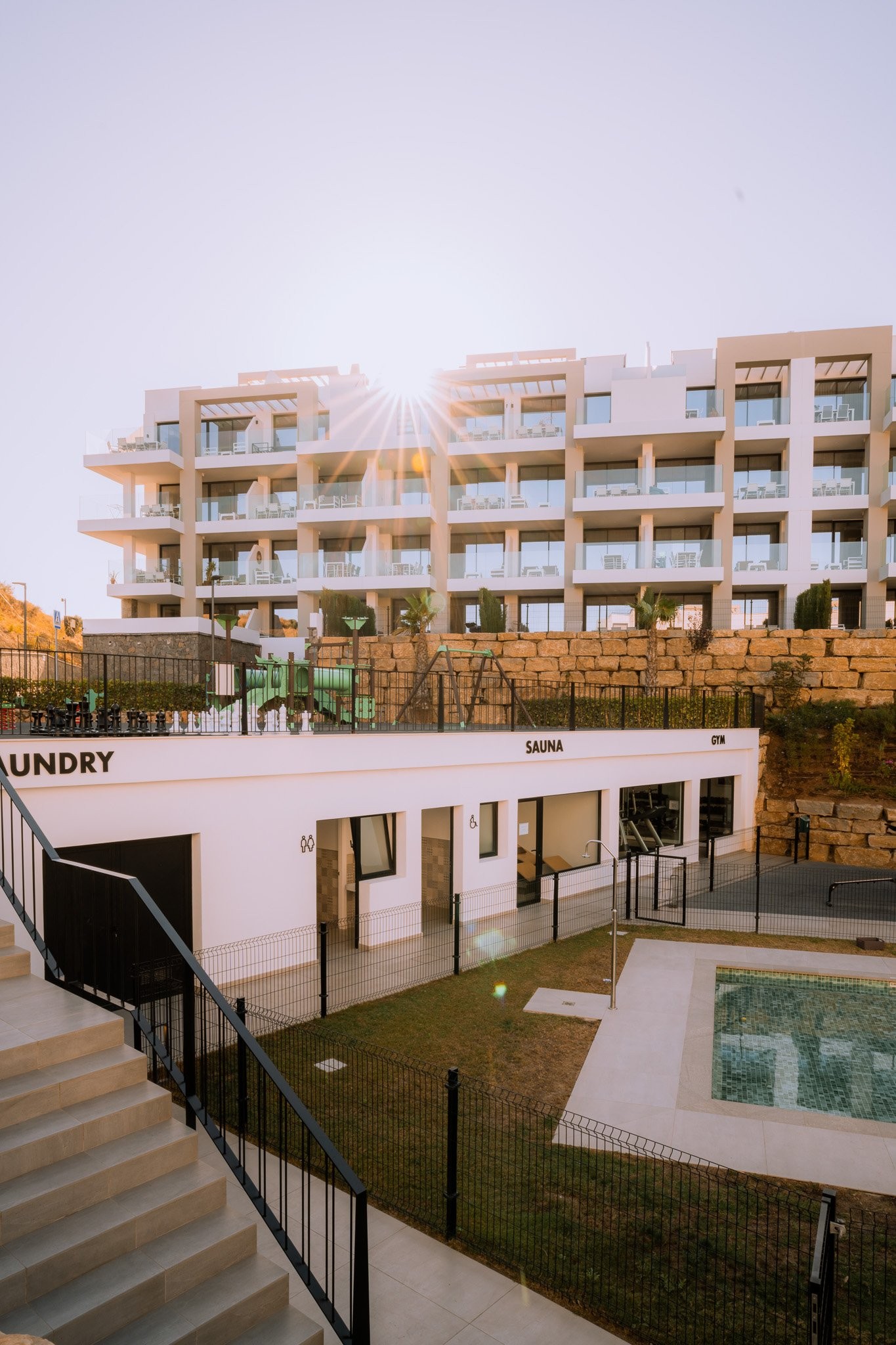 Laundry gym sauna and pool for children